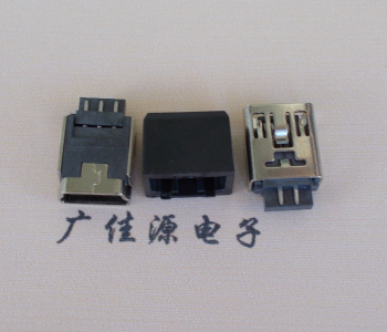 白云MINI USB 5Pin接口 带护套焊线母座 B型180度铜壳
