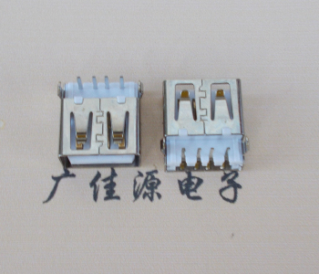 白云USB母座接口 AF90度沉板1.9引脚4P插件白胶芯直边
