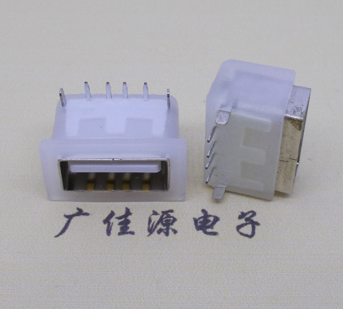 白云卧式后两脚DIP插板USB AF 2.0防水母座,反向插A公头连接器