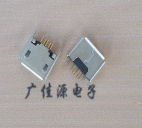 白云Micro usb立插180度 5p针加长2.0mm卷边雾锡