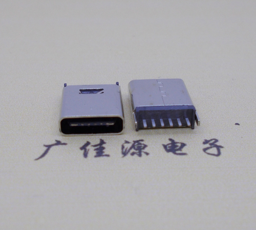 白云直立式插板Type-C6p母座连接器高H=10.0mm
