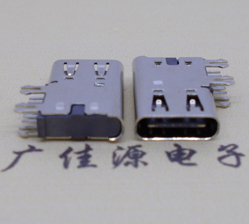 白云侧插USB3.1接头座子.90度type-c母座.6p侧插连接器