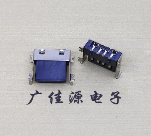 白云薄胶芯母座 USB2.0卧式贴板A母10.0短体尺寸